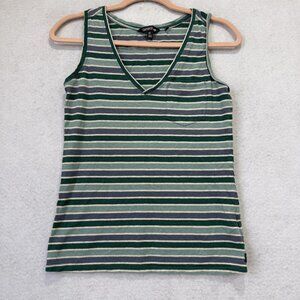Toad&Co Shirt Womens XS Green Stripe Grom Tank Hemp Organic Cotton Casual Top